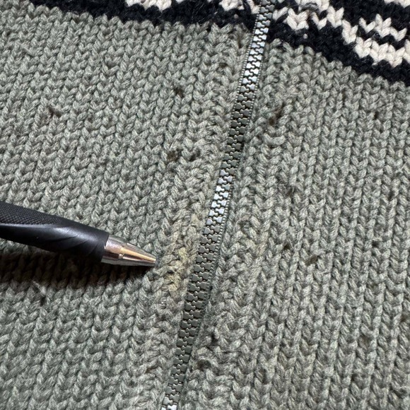 Brody Mens Lambswool Blend Full Zip Nordic Snowflake Sweater Green Size M - Picture 2 of 8